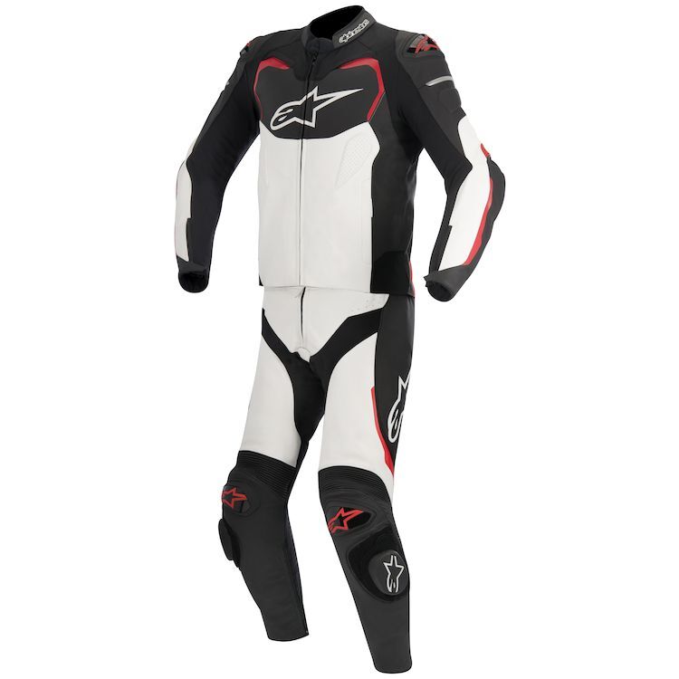 GP Pro Custom motorcycle leather racing suit black white red front