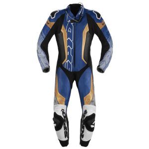 Supersonic Pro Motorbike Race Suit Black Blue Gold front