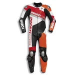 Marc Marquez Ducati Corse Leather Racing Suit Black Orange Red White Front