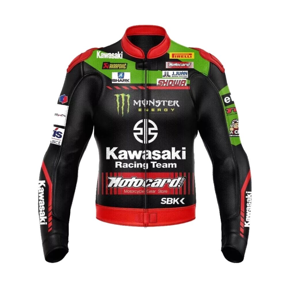 Kawasaki SBK Monster Energy Racing Jacket Black Green Red Front