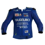 Suzuki RR GSX Moto Gp Motorcycle Racing Jacket Blue Yellow Front