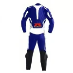 Suzuki R GSX Motorcycle Leather Racing Suit Blue White Black Back