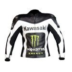 Kawasaki Monster Energy Motorcycle Racing Jacket White Black Front