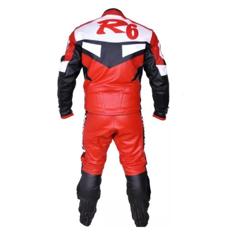 Yamaha R6 Motorcycle Leather Racing Suit Red White Black Back