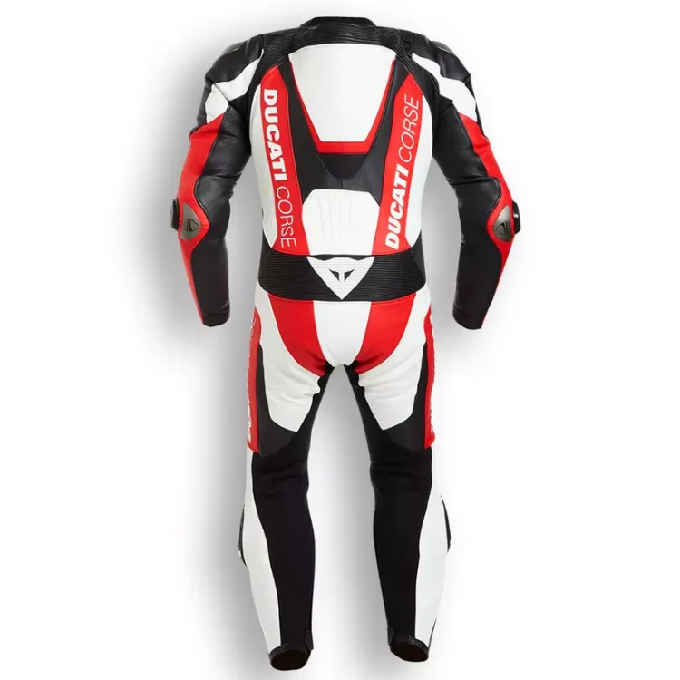 Ducati Motorcycle Leather Racing Suit Black Red White Back