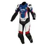 Aprilia Moto Gp Leather Racing Suit Blue White Black Red Front