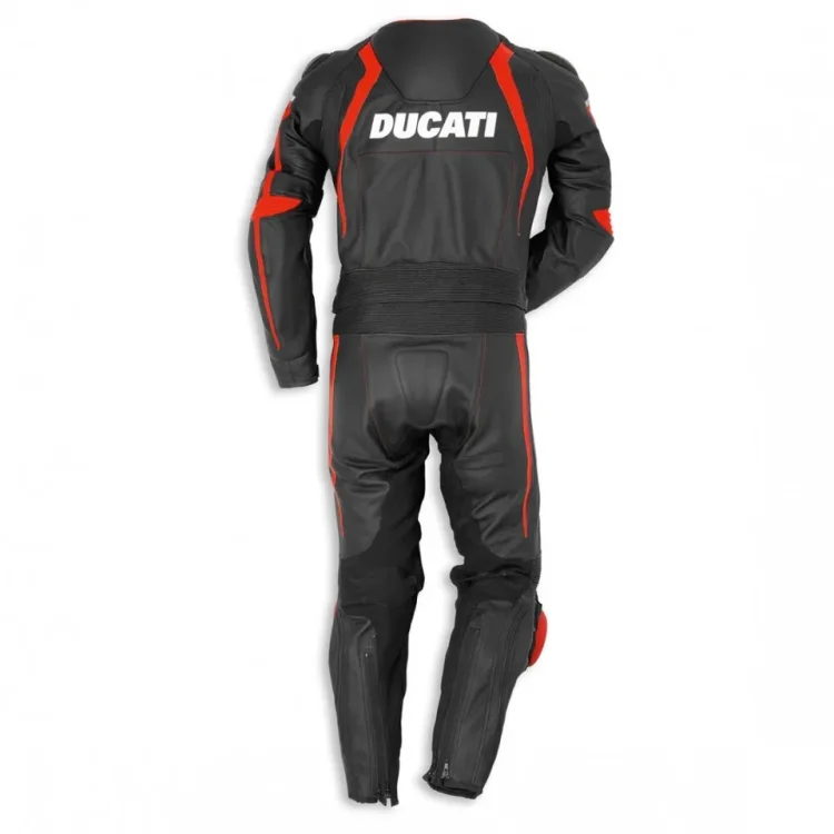 Custom Ducati Corse Motorbike Leather Racing Suit Black Back