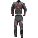 Suzuki Hayabusa Motorcycle Leather Racing Suit Black Red Front