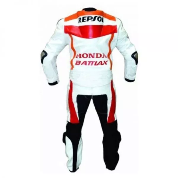 Honda Repsol Moto Gp Leather Suit Orange White Black Back