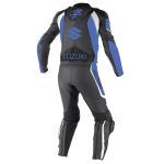 Suzuki Hayabusa Motorcycle Leather Racing Suit Black Blue Back