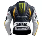 Yamaha Monster Energy Motorbike Leather Racing Jacket Black Yellow White Back