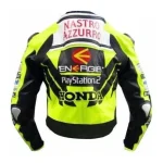 Honda Motorcycle Leather Racing Jacket Yellow Black Back