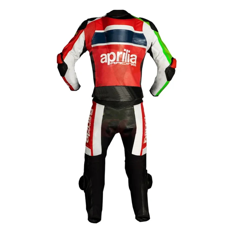 Aprilia Racing Moto Gp Leather Suit Red Black Green White Back